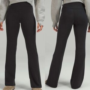 Lululemon Brushed Softstreme Ribbed Zip Flared Pant 32.5" Black Charcoal Grey 4
